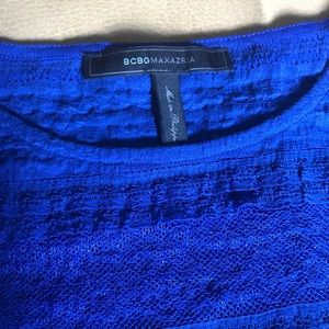 BCBG Maxazria blue lace shirt